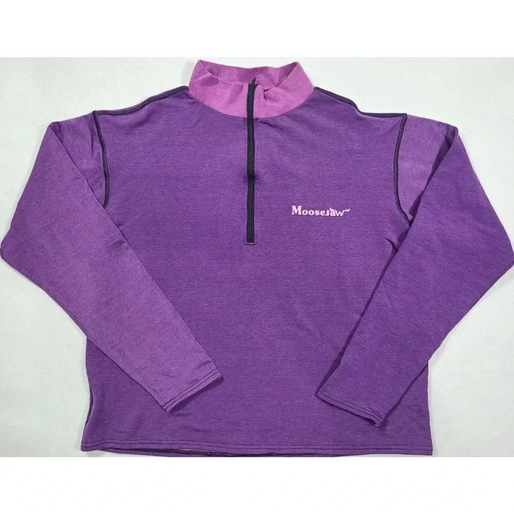 Moosejaw 1/4 Zip Pullover Women's Size XL Purple Black Crater Clothing Company